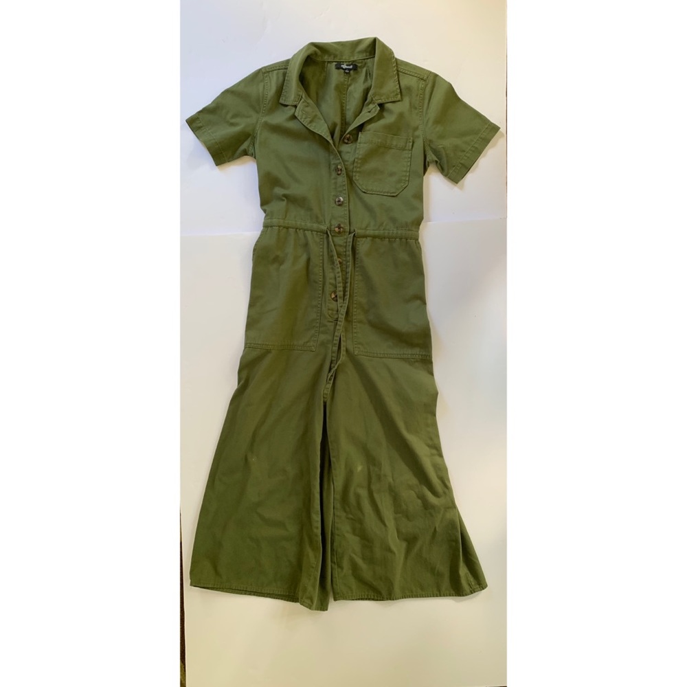 Madewell Military Tie Waist Jump Suit Green Sz 2